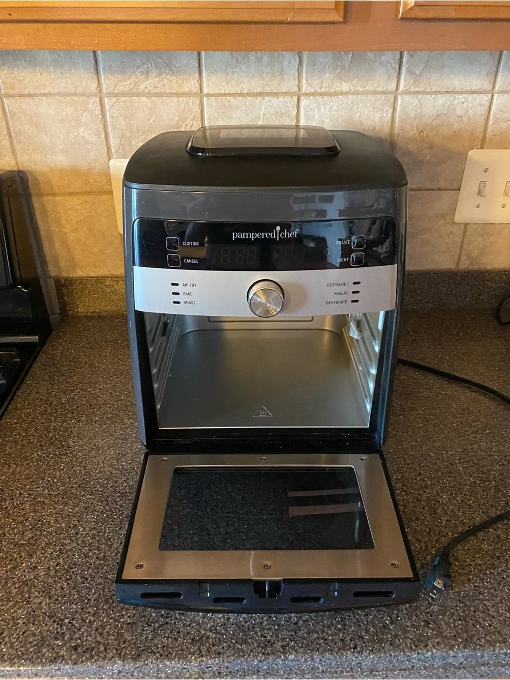 Pampered Chef Black and Silver Countertop Air Fryer Oven